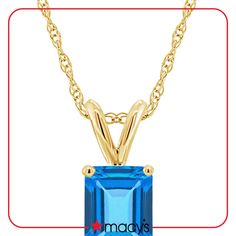 in stock Gold Rope Chains, Blue Topaz Pendant, Rope Chain, Blue Topaz, Topaz, Pick Up, In Store, Buy Online, Yellow Gold