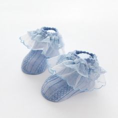 Sweet Lace Mesh Socks Wholesale children's clothing - PrettyKid Cute Elastic Spring Socks, Cute Elastic Socks For Spring, Cute Non-slip Socks For Spring, Cute Blue Spring Socks, Cute Spring Playtime Socks, Playful Cotton Socks For Summer, White Ruffled Socks For Summer, Spring Elastic Footless Socks, Casual Blue Socks For Summer