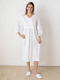 Claire White Cotton Nightgown** - EL343 Embroidered Gowns, White Cotton Nightgown, Cotton Nightgowns, Nightgown Long, Victorian Nightgown, Cotton Nighties, Cotton Nightgown, Nightgowns, Night Shirt