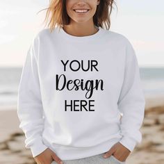 Elevate your sweatshirt designs with this premium White Gildan 18000 Sweatshirt Mockup! 🚀 Ideal for Etsy sellers and designers, this crewneck women model mockup will make your designs stand out effortlessly.  WHAT IS INCLUDED: 📸 1 high-resolution JPG image, for showcasing you designs beautifully.  Once your payment is confirmed, you'll receive the download link via Etsy email and also find it in your Etsy profile's purchase section.  HOW TO USE: Simply overlay your design onto the mockup using Sweatshirt Model, Gildan Sweatshirt, Sweatshirt Mockup, Gildan Sweatshirts, 1 Image, Sweatshirt Designs, White Sweatshirt, Your Design, Beautiful Images