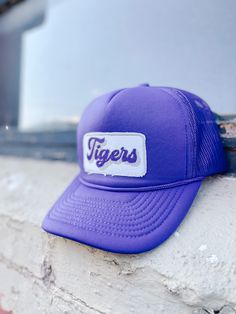 Purple Trucker Snapback Hat, adjustable Adjustable Flat Brim Trucker Hat For Baseball Season, Adjustable Trucker Hat With Flat Brim For Baseball Season, Purple Trucker Hat With Curved Brim, Purple Trucker Hat With Curved Brim, One Size, Purple Trucker Hat One Size, Adjustable Purple Trucker Hat With Curved Brim, Purple Curved Brim Trucker Hat, Spring Adjustable Trucker Hat For Sports Events, Adjustable Flat Brim Hat For Baseball Season