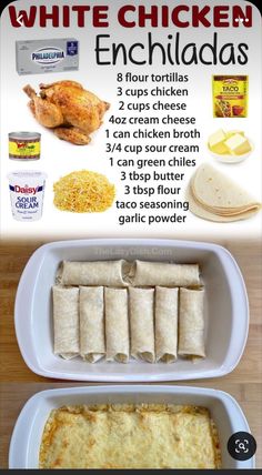 white chicken enchiladas recipe with instructions on how to make them in the microwave