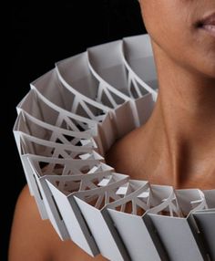 Body Adornment Jewellery, Wearable Architecture, Architectural Fashion, Tech Neck, Wearable Art Fashion, Sculptural Fashion, Natural Accessories, Paper Fashion, Body Adornment