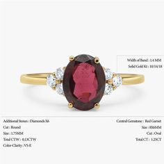 A strikingly beautiful Red Garnet ring surrounded by Six Diamonds.Flaunting a beautiful natural gemstone in a classic and elegant design to wear everyday.Handmade by artist in solid gold with an utmost attention to details.Beautifully finished with Each diamond and gemstone handpicked and inspected for the best color and depth.Get this ring today and enjoy it forever!Ring Features......................• Made to Order, perfectly finished, Fast shipping fully insured and traceable online.• Made in Exquisite Ruby Ring, Elegant Yellow Gold Gemstones With Center Stone, Garnet Rings In Brilliant Cut Fine Jewelry, Fine Jewelry Garnet Rings With Brilliant Cut, Garnet Rings With Brilliant Cut In Fine Jewelry Style, Garnet Rings With Brilliant Cut Fine Jewelry, Fine Jewelry Ruby Gemstones With Accents, Elegant Red Diamond Gemstones, Elegant Garnet Ring With Prong Setting