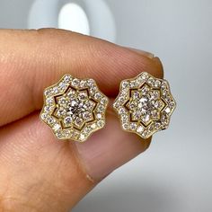 14K-18K Solid Gold Diamond Sun Studs (F color VS) 2x 2.85mm - 16x 1.45mm - 48x 1.20mm diamonds approx 0.77ctw for pair Width: 11mm ▶ Do you want to find out more earrings ? Chek it out! * https://www.etsy.com/shop/TinyGoldShop?ref=seller-platform-mcnav§ion_id=30914905 Express Worldwide Shipping by FedEx, TNT, UPS Ship in 5-7 business days Delivery takes; US: 2-3 business days Europa: 1-3 business days Australia: 2-5 business days Canada: 2-4 business days UK: 2-3 business days Worldwide: 2-6 business days ARE ALL YOUR ITEMS REAL AND ETHICALLY SOURCED ? -YES! We just using 14K-18k solid gold and real genuine diamonds-gemstones. You can find detailed information such as color clartiy and ctw in the listings. SIZING DETAILS -Please contact us for the non-standard sizes you want. We produce ou Flower Shaped Diamond Earrings With Single Cut Diamonds, Flower-shaped Diamond Earrings With Single Cut Diamonds, Diamond Cut Flower Shaped Diamond Earrings, Diamond Flower-shaped Earrings With Halo Design, Flower-shaped Diamond Earrings With Halo Design, Flower Shape Diamond Earrings With Halo Design, Flower Shaped Diamond Earrings With Diamond Cut, Dazzling Gold Moissanite Diamond Earrings, Yellow Gold Diamond Flower Shape Earrings