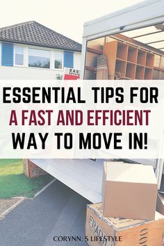 photo of a house with moving trucks and moving boxes everywhere. Essential tips for fast and efficient way to move in! First Apartment With Boyfriend Decor, First Time Moving Out, How To Move Out, First Apartment Goals, Tips For Moving Out, Prepare To Move