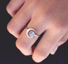 Moonstone Ring for Woman Sterling Silver Boho Rings | Etsy Silver Moonstone Ring With Moon Phase, Silver Celestial Moonstone Ring, Silver Moon-shaped Celestial Moonstone Ring, Celestial Silver Moonstone Ring, Moonstone Open Ring With Moon Phase For Gift, Celestial Moon-shaped Moonstone Ring In Sterling Silver, Silver Celestial Opal Ring With Birthstone, Mystical Sterling Silver Moonstone Ring With Moon Phase, Sterling Silver Round Moonstone Ring With Moon Phase