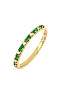 Round emeralds interspersed with five fiery diamonds offer rich color and eye-catching sparkle in this skinny, stackable 18-karat-gold band. Style Name:Bony Levy El Mar Emerald & Diamond Stacking Ring (Nordstrom Exclusive). Style Number: 6108860. Classic Green Diamond Stackable Ring, Classic Green Stackable Diamond Ring, Green Diamond Stackable Rings For May Birthstone, Green Emerald Stackable Diamond Ring, Stackable Green Emerald Diamond Ring, Green Diamond Stackable Rings Fine Jewelry, Emerald Cut Green Diamond Stackable Rings, Classic Green Half Eternity Band, Stackable Emerald Cut Green Diamond Ring