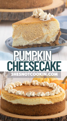 Pumpkin cheesecake on a blue plate. Biscoff Crust, Pumpkin Swirl Cheesecake, Swirl Cheesecake, Thanksgiving Desserts Easy, Quick Easy Desserts, Dump Cake Recipes, Dump Cake