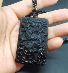 "Chinese antiquity dragon,fox carved Obsidian stone Pendant 1.Material: natural Obsidian stone,24\" length 2.Size of bead: style1: approx 60mmx44mmx13mm in size. style2: approx 50mmx36mmx16mm in size. style3: approx 60mmx37mmx12mm in size. 3. this price is one necklace. 4. fit make earring /brooch/pendant/necklace ect jewelry, 5.If you have speical requests, I'll be happy to do it for you. 6.Returns:I accept returns. 1)Send me an email within 7 days and let me know the item is being returned. 2) Black Spiritual Jewelry With Dragon Design, Spiritual Black Jewelry With Dragon Design, Black Dragon Design Jewelry Gift, Black Jewelry With Dragon Design For Gift, Black Carved Spiritual Necklace, Black Carved Jewelry Gift, Viking Aesthetic, Earring Brooch, Black Obsidian Stone