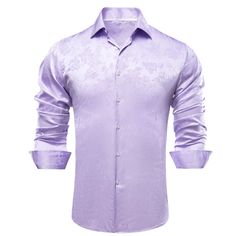 The Lavender Floral Silk Dress Shirt is a luxurious and elegant addition to any wardrobe. Made from premium quality silk, it feels soft and comfortable against the skin and drapes beautifully, providing a sleek and sophisticated look. The purple color of this shirt gives it a unique and trendy look, making it perfect for both formal and casual occasions. The button-up front and traditional point collar give it a timeless feel and a modern look. This shirt is versatile and can be paired with a va Silk Dress Shirt, Floral Silk Dress, Stretch Satin Fabric, Jacquard Shirt, Silk Shirt Dress, Lavender Floral, Silk Floral Dress, Lilac Purple, Prom Wedding