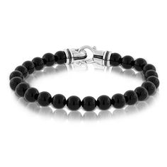 Handsome men's bracelet made with black onyx beads and sterling silver clasp. Lose A Stone, Men's Bracelet, Mens Beaded Bracelets, Onyx Bead, Jewelry Cleaner, Cleaning Jewelry, Bead Bracelet, Black Onyx, Bracelet Making