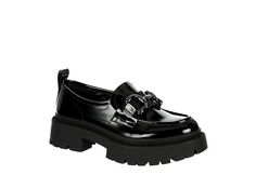 Black Womens Ashlee Loafer | Madden Girl | Rack Room Shoes Spring Patent Leather Platform Loafers With Lug Sole, Trendy Patent Leather Platform Loafers For Fall, Spring Patent Leather Platform Loafers With Chunky Platform, Trendy Patent Leather Loafers With Lug Sole, Trendy Patent Leather Slip-on Platform Loafers, Trendy Slip-on Patent Leather Platform Loafers, Rack Room, Rack Room Shoes, Madden Girl