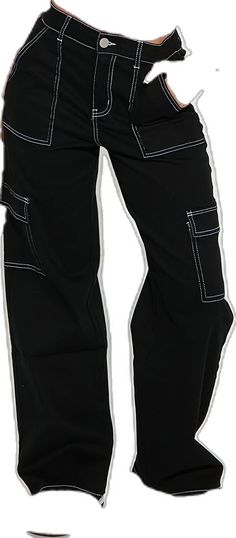 Black Y2k Jeans For Spring, Y2k Style Black Wide Leg Bottoms, Black Y2k Wide Leg Bottoms, Black Y2k Wide Leg Jeans, Black Wide Leg Y2k Jeans, Trendy Black Cotton Jeans, Black Wide Leg Y2k Cargo Pants, Y2k Black Streetwear Pants, Y2k Black Pants For Spring