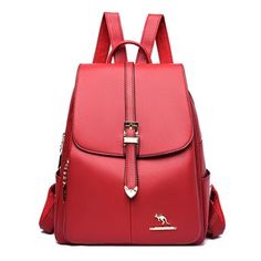 Color: Red Trendy Red Leather Backpack With Zipper Closure, Elegant Red Shoulder Bag For School, Red Leather Backpack With Zipper Closure, Red Leather Backpack For Everyday Use With Large Capacity, Large Capacity Red Leather Backpack For Everyday Use, Casual Burgundy School Bag, Red Satchel Backpack, Red Leather Standard Backpack, Red Casual Backpack With Large Capacity