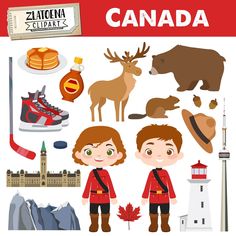 the canadian symbols are shown in this illustration, and it's also available for children to learn