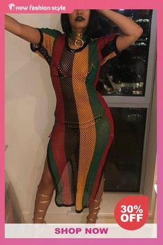 Multicolor Sexy Straight Net Yarn Striped Dress Birthday Outfits, Birthday Outfit, Striped Dress, Bodycon Dress, Yarn, Birthday, Dresses