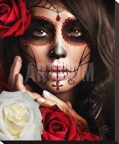 Sugar Skull Make Up, Halloween Makeup Sugar Skull, Halloween Make-up Looks, Dolls Ideas, Dead Makeup, Halloween Makeup Pretty, Sugar Skull Makeup, Halloween Makeup Inspiration, Halloween Tattoo