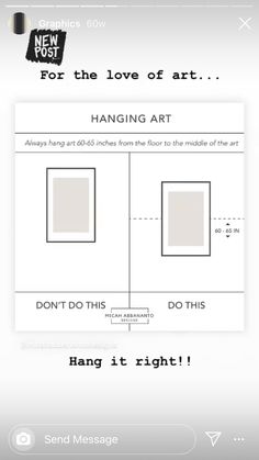 an iphone screen with the message for the love of art hanging art don't do it right