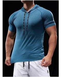 Compression Slim Fit Hooded Bodybuilding T Shirt Fitness T Shirts, Bodybuilding T Shirts, Fun Outfits, Men's Fitness, Mens Workout Clothes, Fitness Apparel, Workout Hoodie, Workout Tshirts, Performance Outfit