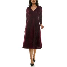 You'll love the chic style of this Long Sleeve V-Neck A-Line Midi Dress from Maison Tara.Click on this WOMEN'S GUIDE to find the perfect fit and more!You'll love the chic style of this Long Sleeve V-Neck A-Line Midi Dress from Maison Tara.Click on this WOMEN'S GUIDE to find the perfect fit and more!FEATURES A-line silhouette V-neck Long sleeves No closure - pullover styling Straight hem Unlined Soft velvet woven constructionFIT & SIZING Fitted bodice 46 1/2-in. length from shoulder to hem Midi l The Chic, Fitted Bodice, Velvet Dress, Soft Velvet, Dress Clothes For Women, Pullover Styling, Midi Length, Chic Style, Size 16