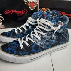 Ed Hardy "Justice" Hi-Top Sneakers Shoes Nwt Item Brand New Unworn Condition Mens Sz 11 Blue Style # Eh9068h Please See Photos For Details Blue Lace-up Sneakers For Skateboarding, Urban Blue Custom Sneakers With Vulcanized Sole, Blue High-top Custom Sneakers With Laces, Custom Blue High-top Sneakers With Laces, Blue Canvas Shoes With Laces For Streetwear, Urban Blue Custom Sneakers For Skateboarding, Blue Lace-up Skate Shoes For Streetwear, Blue High-top Sneakers With Vulcanized Sole For Sports, Blue High-top Sneakers For Skateboarding With Round Toe