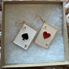 Super Unique Earrings. Never Worn Before. Size About An Inch X And Inch In A Half. Playing Card, Earrings Color, Unique Earrings, Playing Cards, Jewelry Earrings, Women Jewelry, Gold, Women Shopping, Color