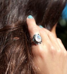 Moonstone Ring ~ June Birthstone ~ Sterling Silver 925 ~ Gemstone ~ Jewelry ~ Statement ~ Boho ~ Han Moonstone Ring Sterling Silver, Jewelry Statement, June Birthstone, Moonstone Ring, Handmade Boho, June Birth Stone, Hippie Bohemian, Ring Sterling Silver, Sterling Ring