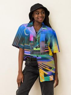 Neon Vaporwave Hawaiian Shirt Oversized Techno Rave Button Down Shirt Retro Futuristic Button up Shirt Funky Partywear Blouse Y2K Clothes - Etsy Slovakia