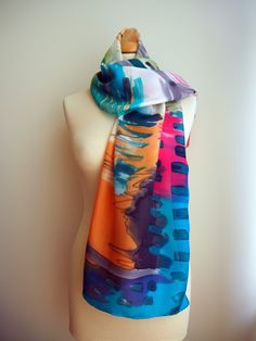 Scarf Painting, Silk Fashion, Painted Scarf, Silk Scarf Painting, Square Silk Scarf, Hand Painted Silk Scarf, Colorful Scarf, Painted Silk, Hand Painted Silk