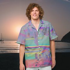 "🌆🎶 \"Nostalgia Broadcast\" Vaporwave Festival Button Down Shirt: A Retro-Futuristic Odyssey 🎶🌆 Dive into the digital dreamscape of the \"Nostalgia Broadcast\" Button Down Shirt, your ultimate companion for summer festivals and beyond. Crafted for those who live at the crossroads of past and future, this shirt is a wearable tribute to the neon-drenched nostalgia of the '80s and the visionary essence of vaporwave culture. Designed to keep you cool and stylish with its lightweight, moisture-wicking fabric, it's perfect for the rave scene, Y2K celebrations, or any EDM event where making a bold statement is the name of the game. 🌴✨ Design & Comfort Fusion: Retro Futurism at its Finest: Featuring a mesmerizing blend of neon glows, cyberpunk vibes, and iconic '80s television aesthetics, set Button-up Vacation Shirt, Button-up Short Sleeve Beach Shirt, Multicolor Shirt With Spread Collar And Buttons, Relaxed Fit Hawaiian Shirt For Beach, Multicolor Spread Collar Shirt With Buttons, Multicolor Button-up Shirt With Button Closure, Vacation Button-up Shirt, Casual Multicolor Shirt With Spread Collar, Relaxed Fit Hawaiian Shirt With Buttons For Vacation