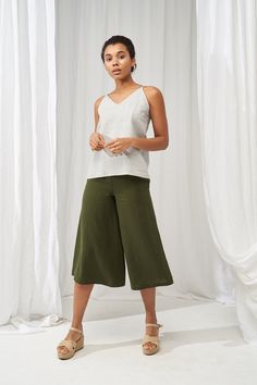 "One of the most stylish and versatile clothing pieces - wide and sweeping linen culottes. Tailored from Lithuanian softened linen fabric they make a great clothing piece for the office, effectively creates a stunning evening look as well. Design features an elastic waistband and side pockets that add a touch of elegance and comfort to even the simplest outfits. FABRIC: 100% softened Lithuanian linen COLOR: Please choose the desired color from the side menu. STYLE: Softened linen culotte pants w Versatile High-waisted Culottes With Relaxed Fit, Versatile High-waisted Relaxed Fit Culottes, Versatile Ankle-length Relaxed Fit Culottes, Versatile Relaxed Fit Culottes With Elastic Waistband, Versatile Relaxed Fit Wide-leg Culottes, Versatile Wide Leg Culottes With Relaxed Fit, Versatile Wide-leg Culottes With Elastic Waistband, Versatile Wide Leg Relaxed Fit Culottes, Versatile Relaxed Fit Wide Leg Culottes