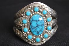 Signed on the inside Turquoise Cuff, Nickel Silver, Silver Cuff, Blue Turquoise, Turquoise Blue, Native American, Bangle Bracelets, Beauty Book, Jewelry Bracelets