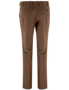 Elegance and sophistication come together in this perfectly fitting trouser. Flush pockets and turn-ups add a touch of class. Perfect for the man who seeks the ultimate in quality and taste. Composition: 98% CO, 2% EA Elegant Straight Dress Pants With Button Cuffs, Tailored Business Casual Pants With Button Cuffs, Brown Tapered Leg Chinos For Work, Elegant Pants With Button Cuffs For Business Casual, Brown Ankle-length Dress Pants With Welt Pockets, Brown Office Pants With Pressed Crease, Elegant Bottoms With Button Cuffs For Business, Office Straight Chinos With Welt Pockets, Office Wear Straight Chinos With Welt Pockets