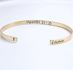 Confirmation Gift for Girls Bible Verse Bracelet Proverbs | Etsy Confirmation Gifts For Girls Lutheran, Inspirational Adjustable Bracelets For Personalized Gifts, Inspirational Customizable Adjustable Bracelets, Inspirational Adjustable Jewelry With Custom Text, Inspirational Adjustable Customizable Bracelets, Inspirational Adjustable Cuff Bracelet For Personalized Gift, Inspirational Adjustable Bracelets, Customizable, Spiritual Personalized Bracelets For Best Friend, Inspirational Gold Bracelets For Mother's Day