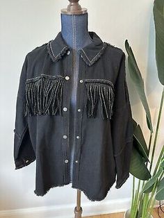 Great shopping ideas for Zara Distressed Rhinestone Suede Fringe Denim Jacket Black Distressed Size M NWT, Women's Coats Jackets Summer Long Sleeve Outerwear With Fringe, Casual Cotton Fringe Outerwear, Casual Cotton Outerwear With Fringe, Oversized Zara Denim Outerwear, Oversized Denim Outerwear By Zara, Oversized Zara Cotton Denim Jacket, Zara Oversized Cotton Denim Jacket, Trendy Oversized Zara Denim Jacket, Trendy Oversized Denim Jacket By Zara