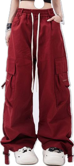 Red Cargo Pants, Mens Cardigan Sweater, Cami Shirt, Red S, Jacket Parka, Cargo Pants Women, Pantalon Large, Black American, Wide Pants