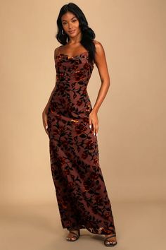 Women's Velvet Dress | Find a Sexy Velvet Outfit for Less - Lulus Black Tie Wedding Guest Dress, Womens Velvet Dresses, Winter Wedding Guest Dress, Formal Wedding Guest Dress, Winter Wedding Guests, Black Tie Wedding Guests, Purple Floral Print, Fall Wedding Guest Dress, Velvet Maxi Dress