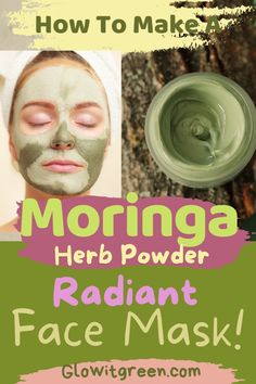 Radiate your skin with a nourishing Moringa face mask recipe at Glowitgreen.com! Moringa is a powerful herb with many skin and hair properties and is a potent anti-aging ingredient that keeps the skin nourished and glowing! Click for some of the best ways to use Moringa in your skincare and get this face mask recipe! Homemade Face Mask For Dry Skin, Moringa Powder Face Mask, Moringa Face Mask Diy, Moringa Tea Recipe, Moringa Benefits For Women, Moringa Powder Recipes, Ginger Face Mask, Moringa Face Mask, Benefits Of Moringa Seeds