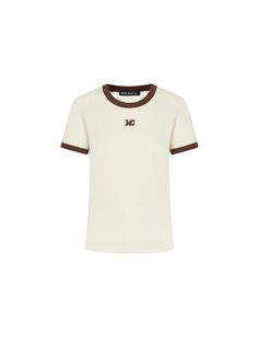 MO&Co. Women's Contrast Round Neck T-shirt Features : - Slim fit- Crew neckline design- Contrast trim details- Embroidered MC logo front Code: MBD1TEET16The back length of size S is 57.5cmMATERIALS & CARE Material: 95% Cotton 5% SpandexWash with neutral detergentMesh bag to be washed separatelyAfter washing, dehydrate in time and then dryOur sizes might be a little different from US/EU sizes. Please refer to the size guide carefully before purchasing at the above description.REMINDER: All items White Fitted Top With Contrast Trim, Fitted White Top With Contrast Trim, Classic Fitted Tops With Logo Print, Fitted Tan T-shirt With Letter Print, Classic Tops With Contrast Trim And Crew Neck, Classic Short Sleeve T-shirt With Contrast Trim, Classic Fitted T-shirt With Logo Print, White Stretch Tops With Contrast Trim, White Stretch Top With Contrast Trim