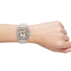 The Cartier Santos de Cartier Galbee Stainless Steel Women's Diamond Watch 29mm 1.57ct is a timeless classic. This Luxurious Cartier watch is pre-owned, in excellent condition, and comes in an original box with a full warranty from ItsHot.com. Whether you're looking for a classic timepiece or a luxurious statement piece, the  Cartier Santos de Cartier Galbee Stainless Steel Women's Diamond Watch 29mm 1.57ct is the perfect choice. Each watch can be additionally customized with diamonds (please co Cartier Galbee, Cartier Tank Francaise, Diamond Watches Women, Cartier Ballon Bleu, Diamond Jewelry Store, Cartier Santos, Cartier Tank, Cartier Watch, Women Diamond