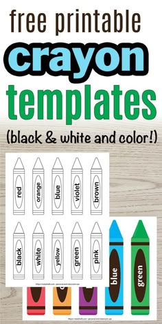 crayon templates with the words free printable for kids to color on