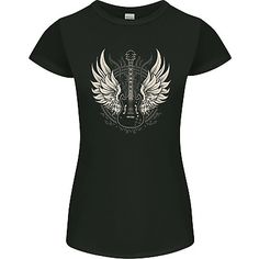 Top Seller for Guitar Wings Rock n Roll Music Heavy Metal Womens Petite Cut T-Shirt , Womens Tops Cut T Shirt, Rock N Roll Music, Cut Tshirt, Top Seller, Rock N, Fashion Tops, Rock N Roll, Heavy Metal, Rolls