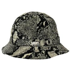 Presenting a fabulous rare grey snake print Gucci bucket hat, designed by Tom Ford. From the Spring/Summer 2000 collection, the same snakeskin print was heavily used on the season's runway and ad campaign. This snakeskin print hat is made complete with a silver 'Gucci' plaque accent on one side. Gucci Cap, Gucci Bucket Hat, Dior Boutique, Mario Testino, White Hat, Snakeskin Print, John Galliano, Hats For Sale, West Hollywood