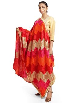 Multicolored Dupatta for women | Phulkari also called Indian Dupatta | Used as Dupatta Scarf  Phulkari is traditional artwork of Embroidery indigenous to Punjab region of India. Punjabi women traditionally created it with hand over many days to gift/wear on occasions. This heritage of Punjab is preserved in our Phulkari Dupatta. Hope you have a glimpse of this rich heritage through our Dupattas. Our feather-soft threads have the lustre that will add a distinct sparkle to your look. Be it your tr Celebration Tussar Silk Saree With Gota Work, Tussar Silk Saree With Gota Work For Celebrations, Diwali Tussar Silk Dupatta With Gota Work, Bollywood Style Jamawar Dupatta With Gota Work, Traditional Jamawar Dupatta With Gota Work, Jamawar Dupatta With Gota Work In Traditional Drape, Chanderi Churidar With Zari Work, Traditional Tussar Silk Dupatta With Gota Work, Traditional Tussar Silk Wear With Gota Work