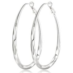 PRICES MAY VARY. Trendy Silver Hoop Earrings for Women: Elevate your style with these stunning mobius sterling silver hoop earrings. Crafted with precision and Crafted with precision and attention to detail, these silver hoop earrings are a perfect accessory to enhance any outfit. Unique design oval silver hoop earrings: The mobius design adds a unique twist to the classic sterling silver hoop earrings. The intertwining loops create a captivating visual effect that is both elegant and modern. Hi Big Gold Hoop Earrings, Real Gold Hoop Earrings, Large Silver Hoop Earrings, 14k Gold Hoop Earrings, Gold Earrings For Women, Earrings Hoops, Earrings Trendy, 2024 Christmas, Hoops Earrings