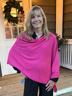 Our best selling poncho in hot pink is a statement maker! Casual Pink Poncho For Fall, Pink One Size Poncho For Fall, Pink One-size Poncho For Fall, Oversized Pink Poncho For Spring, Pink Long Sleeve Poncho One Size, Pink One-size Tops For Winter, Pink One Size Shawl Poncho, Casual Pink One-size Poncho, Scarf Dress