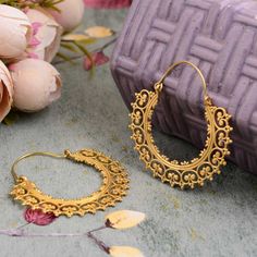 "Mandala Gold Earrings, Handmade Gold Hoops, Mandala Earrings, Bohemian Jewelry, Valentine Day Gift, Round Earring ♥DETAILS♥ *Materials: Brass *Handmade Jewelry ❥ Add this beautiful one little thing of galactic shine to make you feel unique and to transform your lives. Perfect for any kind of outfit and every occasion. ❥ Customers satisfaction is our biggest priority, please contact us with any questions/queries for future or existing orders, and we will do our best to make sure you are happy with your order. ❥Please make sure to add the correct address during check out. You can return your purchased item within 15 days after successful delivery. We offer a 100% \"Money Back Guarantee\" if you are not satisfied with your purchase. Return charges will be paid by buyers only! MORE RINGS: www Bohemian Gold Hoop Plug Earrings, Gold Bohemian Hoop Plug Earrings, Bohemian Gold Plug Earrings, Bohemian Plug Earrings For Wedding, Vintage Festival Earrings With Ear Wire, Bohemian Brass Plug Earrings For Wedding, Ornate Brass Earrings For Festival, Ornate Handmade Festival Earrings, Ornate Brass Festival Earrings