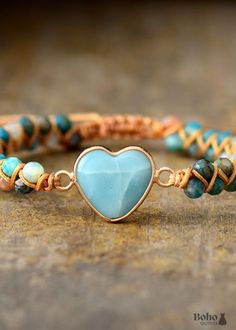 Shop Chic Boho Bracelet, Friendship Bracelet, Macrame Bracelet, Blue Heart Amazonite Material: Amazonite Size: Adjustable Making Technics: Full Handmade Product condition: 100% New and Exquisite Quality Want to see more boho styles? >> View All Boho Jewelry and shop with Boho Dresses on Sale! Turquoise Heart-shaped Beaded Bracelet, Adjustable Heart-shaped Crystal Bracelet Gift, Adjustable Heart-shaped Hand Wrapped Beaded Bracelets, Adjustable Heart-shaped Hand-wrapped Beaded Bracelets, Adjustable Spiritual Bracelets With Heart Beads, Handmade Heart-shaped Healing Bracelets, Adjustable Hand-strung Heart-shaped Jewelry, Bohemian Adjustable Friendship Bracelets With Heart Beads, Adjustable Bohemian Friendship Bracelets With Heart Beads