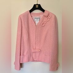 Nwt Chanel Coco Size 36 Heart Rose/Pink Tweed Jacket. Made In France 60% Cotton 26% Rayon 14% Wool Lining: 95% Silk 5% Spandex Traditional Chanel Chain Along Jacket Hem. Chanel Hangar Included **Please Please Please!! Check Out Tape Measurements In Photos, To Be Sure Of Fit ** Return Shipping Is Expensive!!! Designer Pink Winter Blazer, Winter Pink Tweed Blazer, Elegant Pink Tweed Outerwear, Chic Pink Tweed Blazer, Pink Fitted Tweed Jacket For Formal Occasions, Fitted Pink Tweed Jacket For Formal Occasions, Classic Pink Wool Blazer, Luxury Pink Winter Blazer, Tailored Pink Wool Blazer